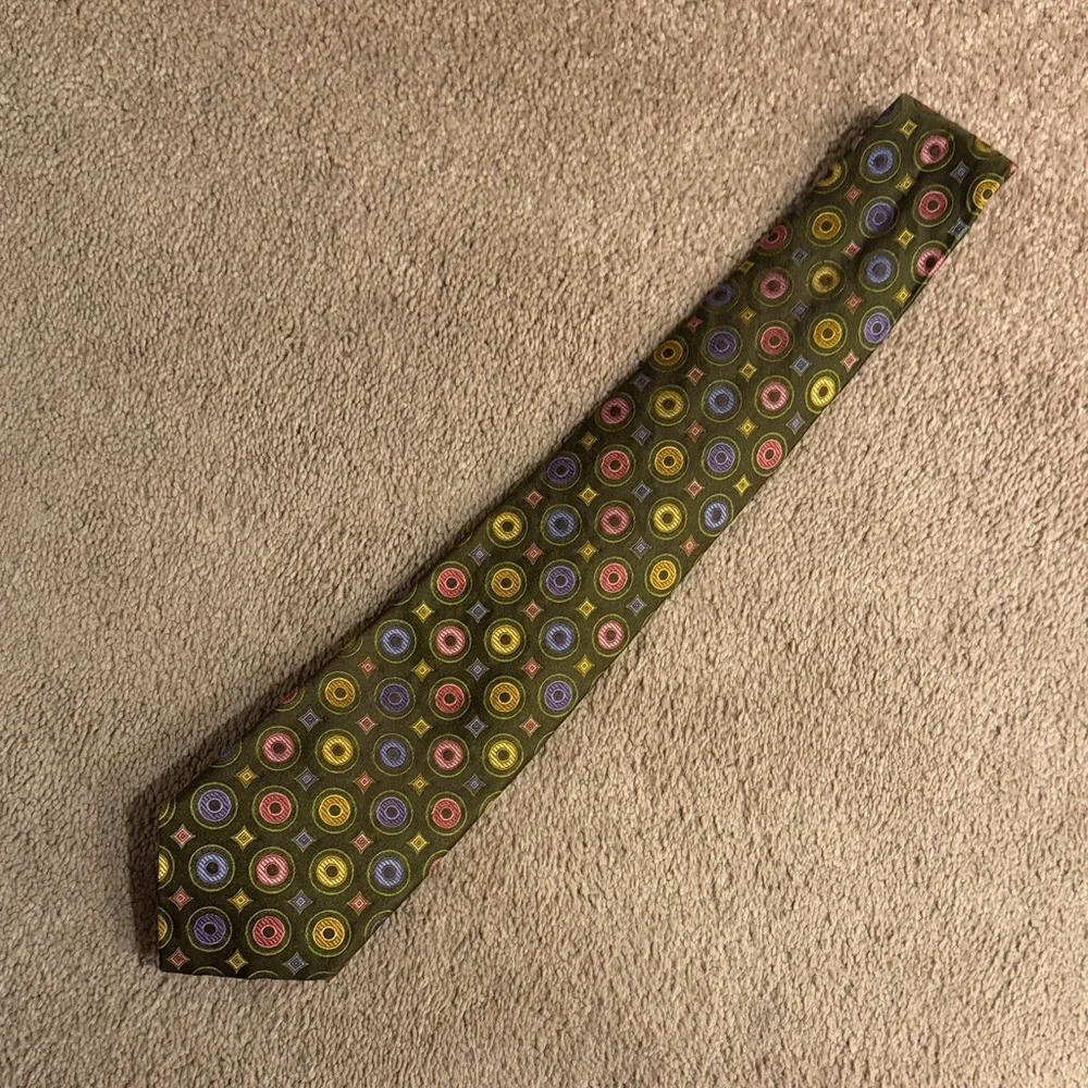 Robert Talbott concentric circles multicolor silk tie